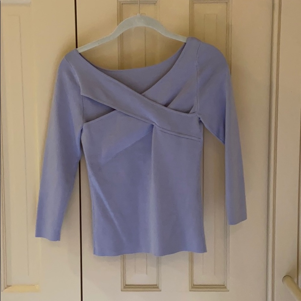 Lavender cropped reversible sweater.